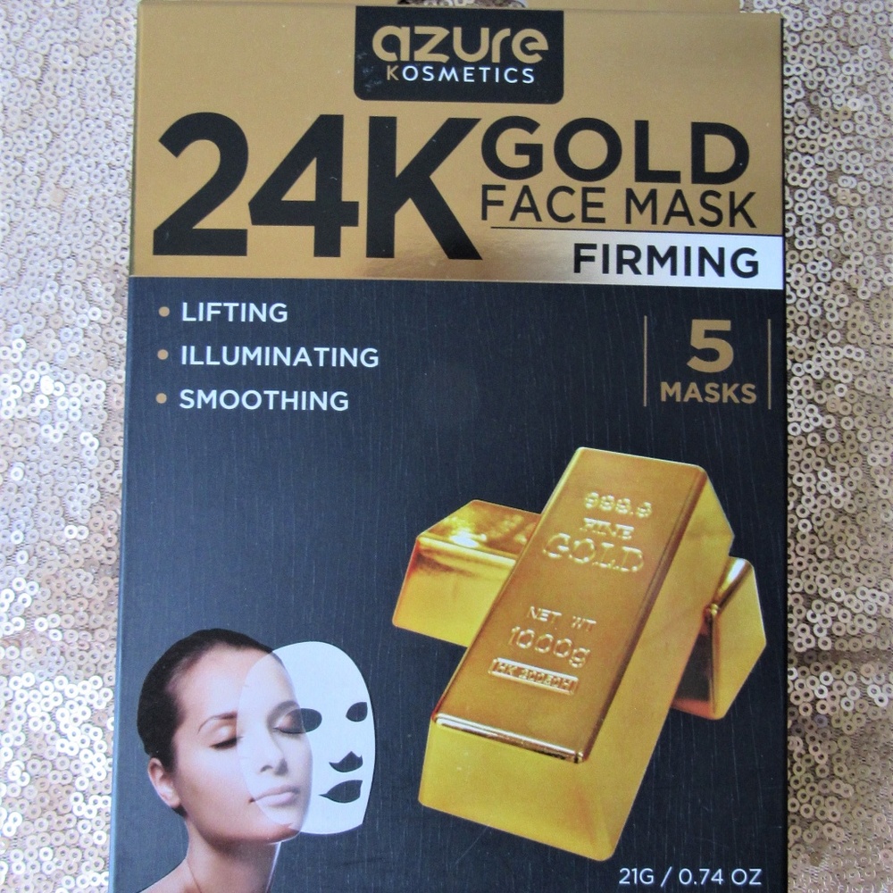 Azure Cosmetics 24k Face Masks, Set of 5
